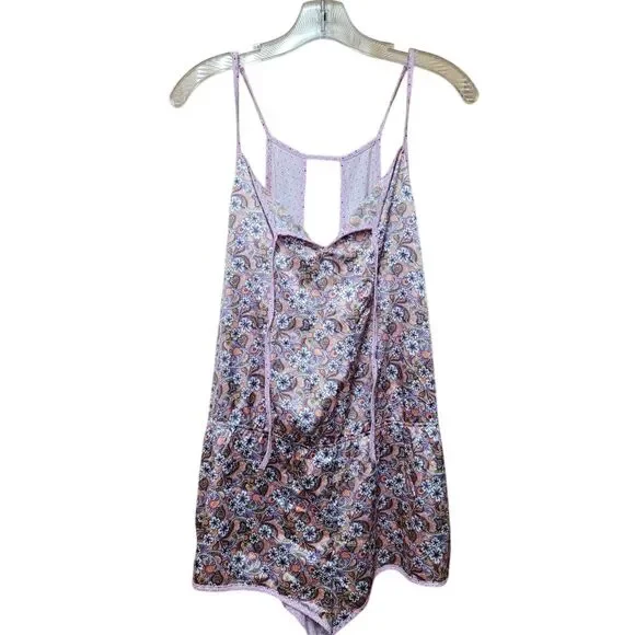 Victorias Secret Pink Intimate Satin floral Short Romper S Med Lingerie Playsuit - Picture 4 of 8